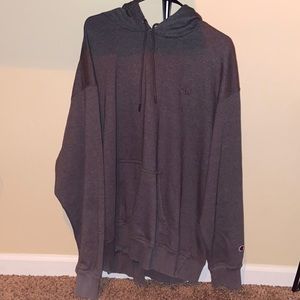 Dark gray Champion hoodie.